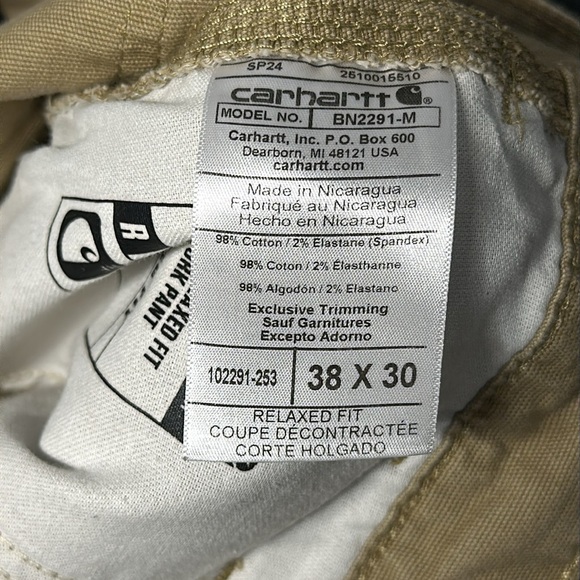 Carhartt Canvas Carpenter Pants 38x30 Men’s Tan Workwear Relaxed Fit - Picture 7 of 8